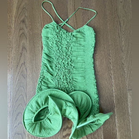 TG Botanical Ruth Ruched Mini Dress Green - Picture 7 of 13